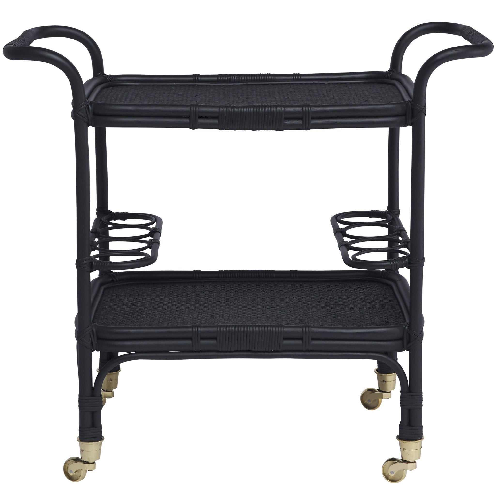 Carlo Rattan Bar Cart - Black