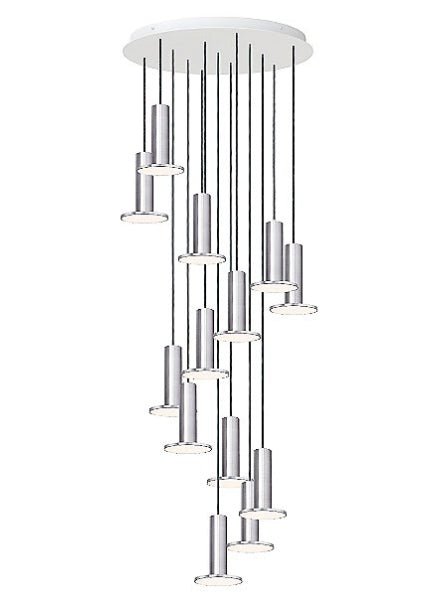 Cielo Chandelier - Grouping 13 - Satin Aluminum/Gray Cord