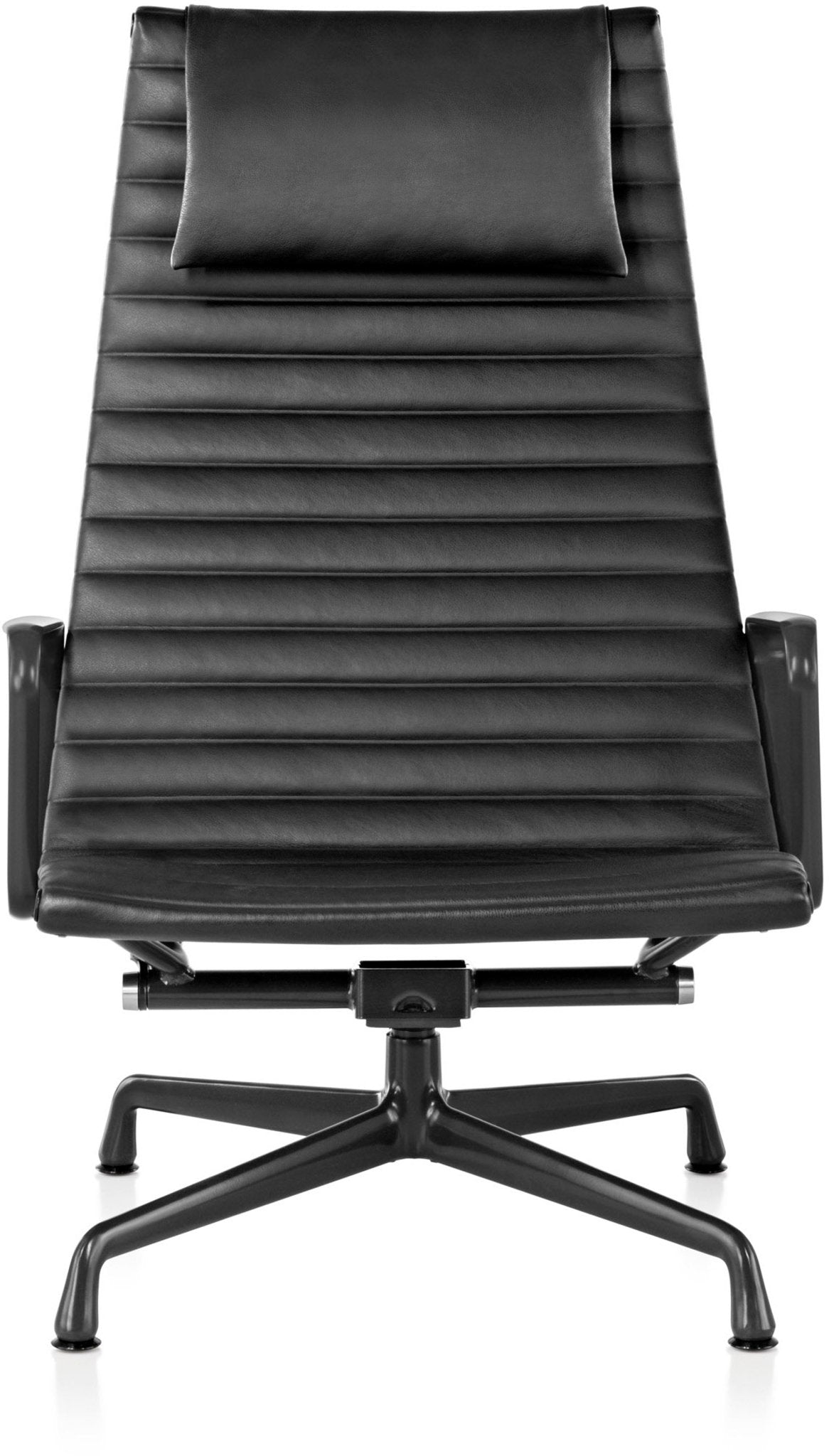 Eames® Aluminum Group Lounge Chair  Tilt & Headrest - Black / Black Leather