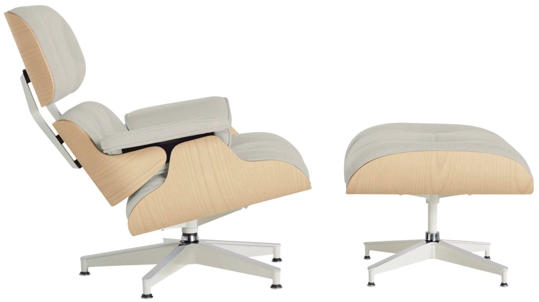 Eames® Lounge Chair and Ottoman - Leather - Tall / White Ash / Prone Lotus