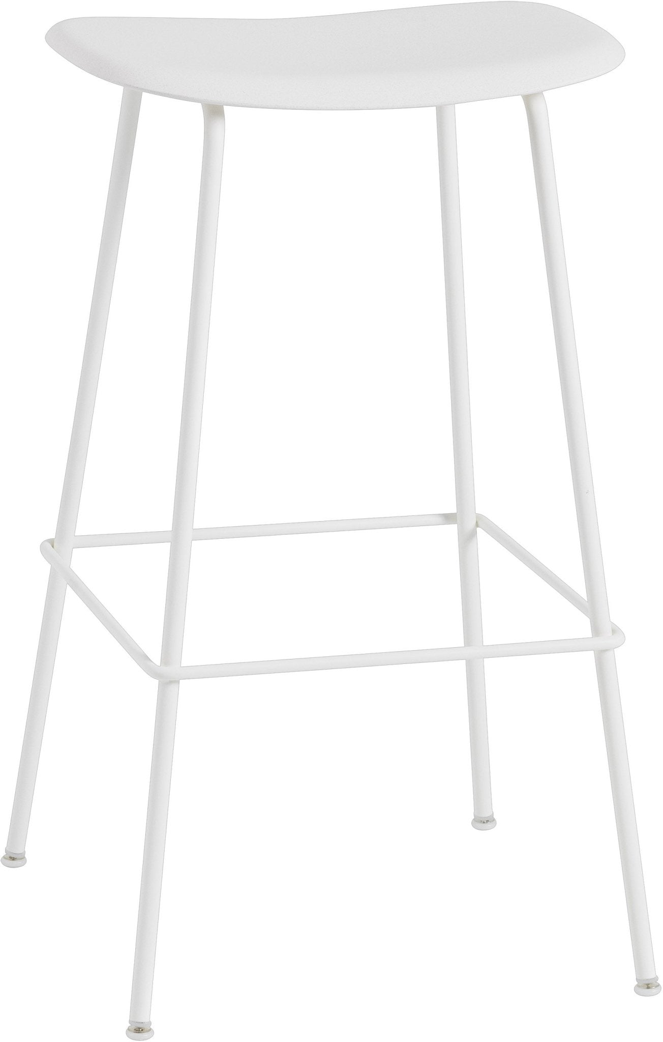Fiber Stool Without Back - Wire Base - White Seat & White Base / Bar Height