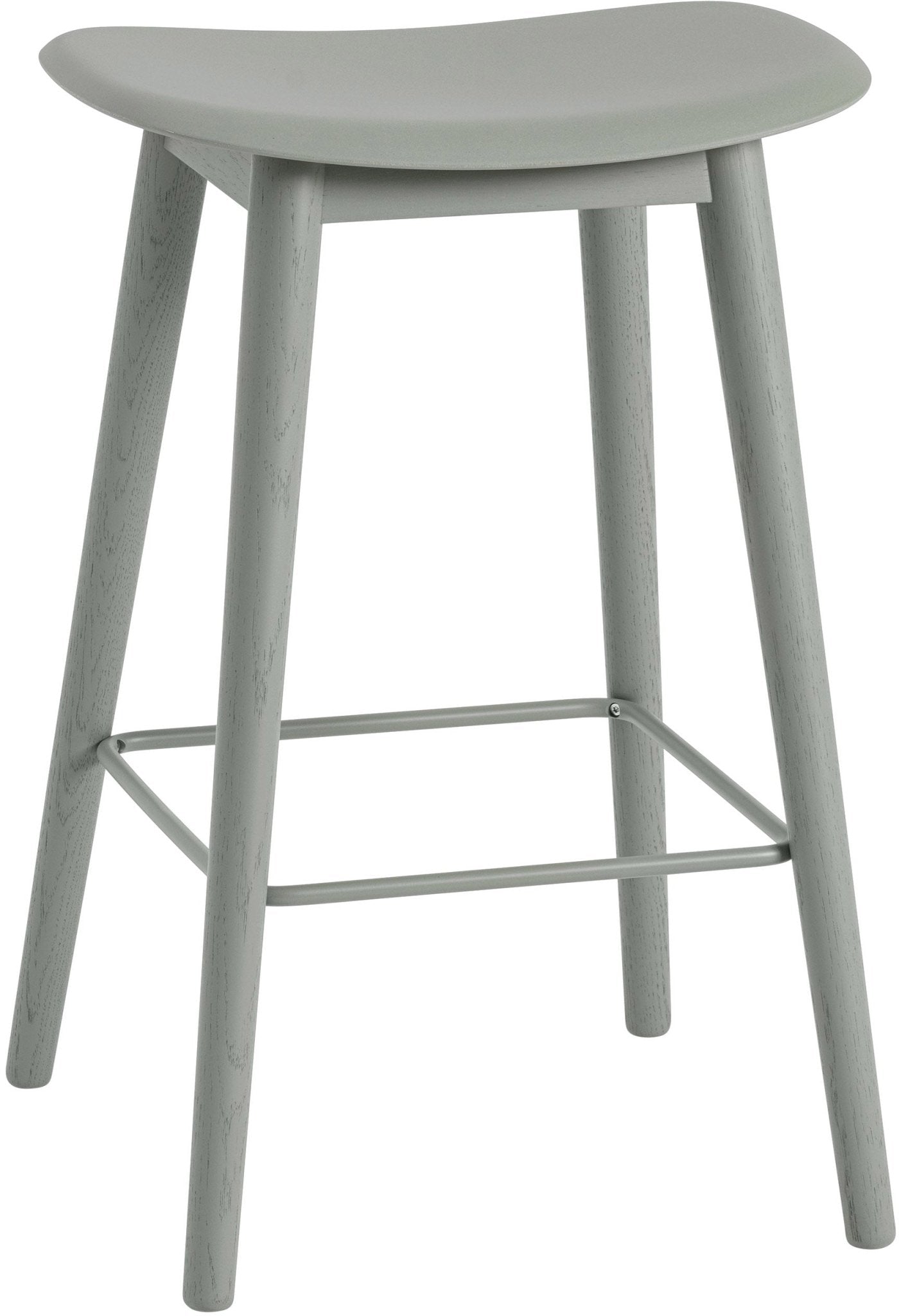 Fiber Stool Without Back - Wood Base - Grey Seat & Grey Base / Bar Height