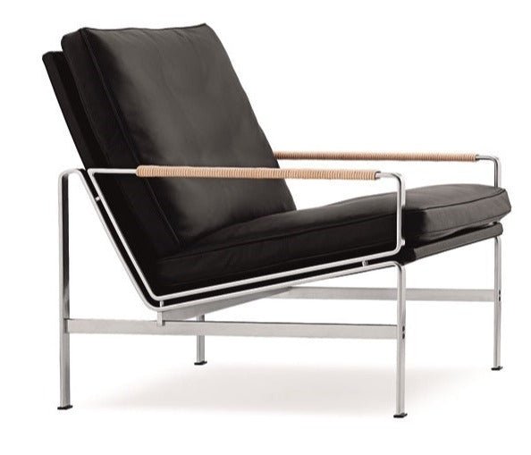 FK 6720 Easy Chair - Stainless Steel / Black / Black