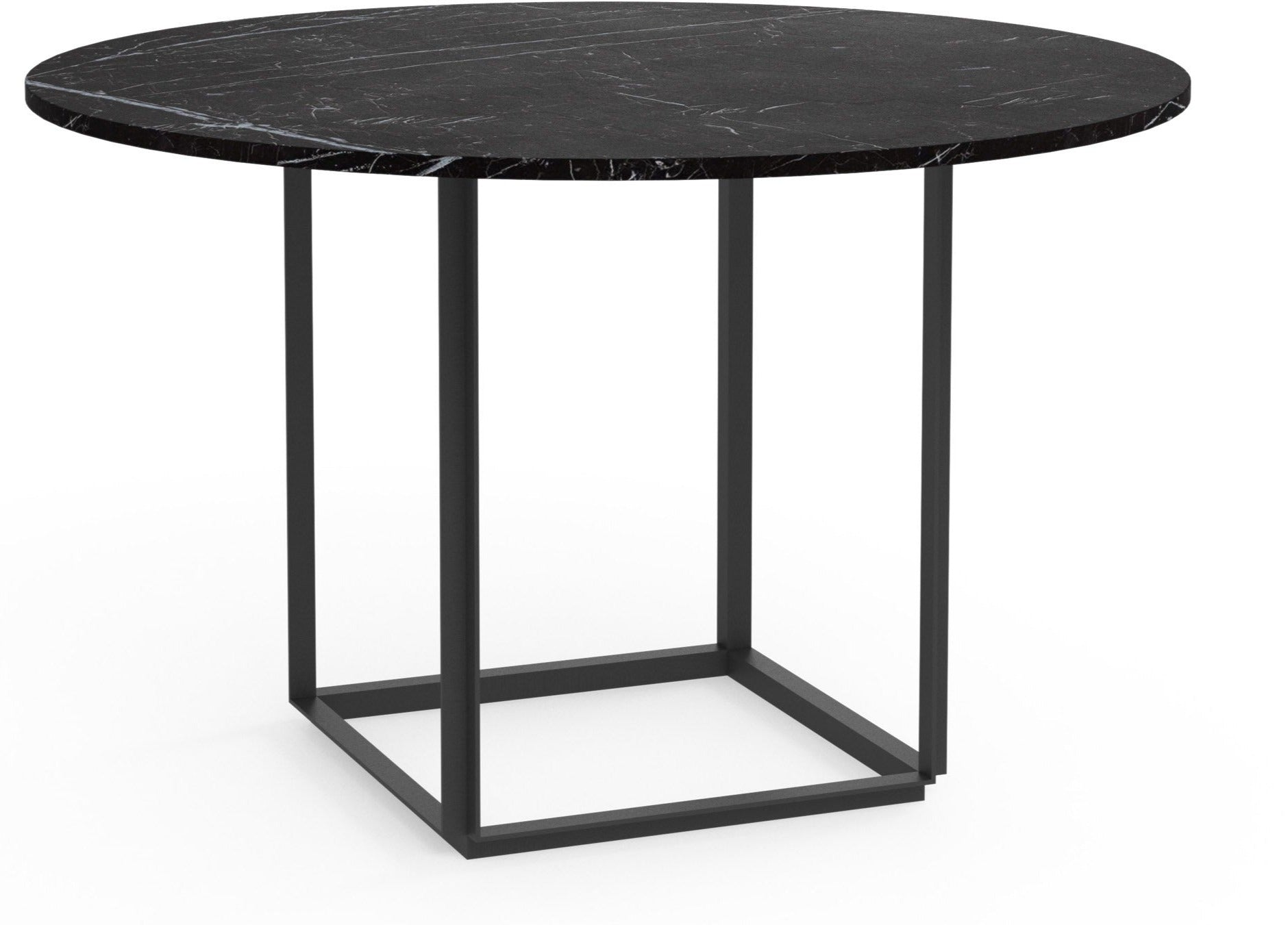 Florence Dining Table - Round - Black Marquina Top/Black Frame / 47" Diameter