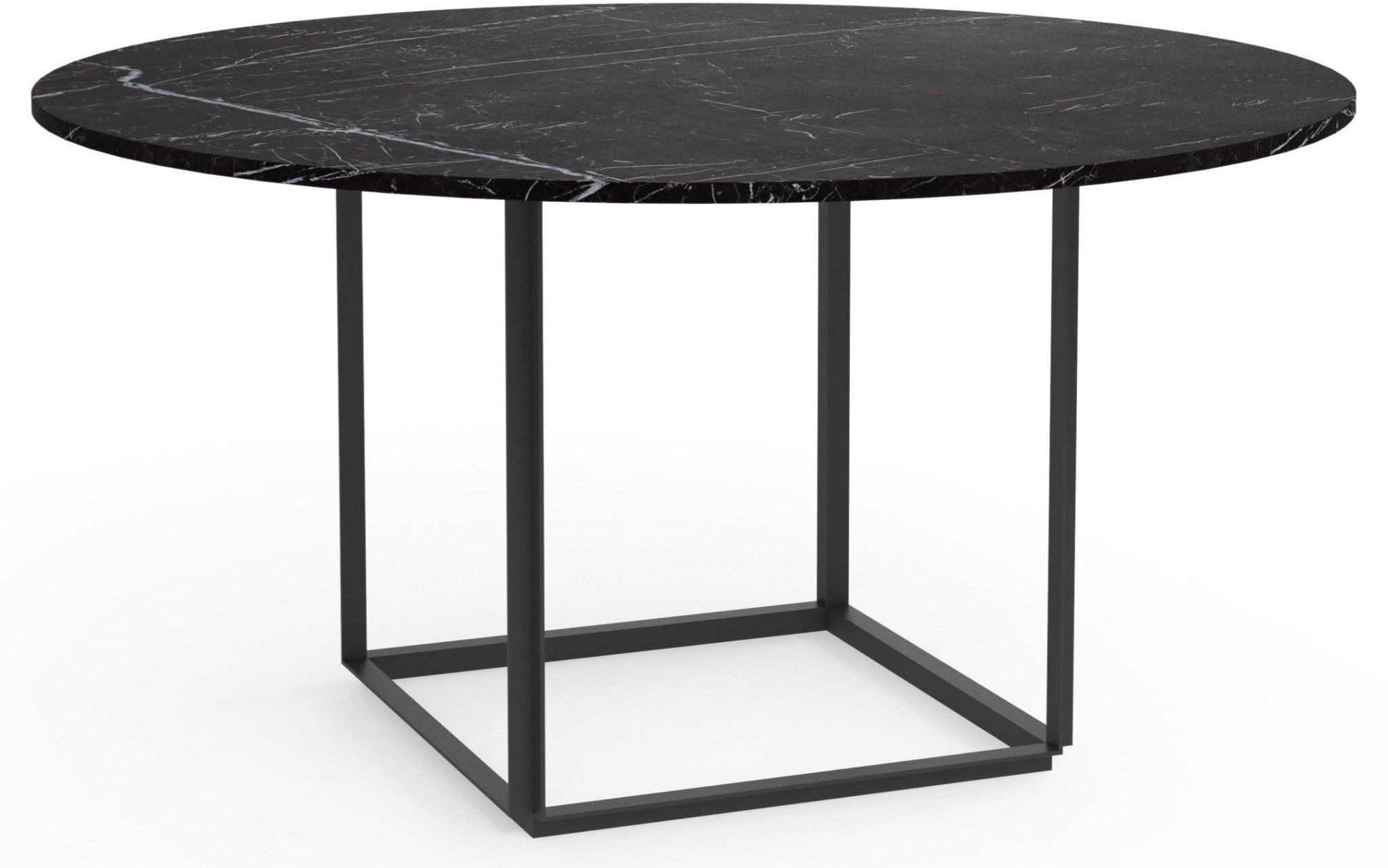 Florence Dining Table - Round - Black Marquina Top/Black Frame / 57" Diameter