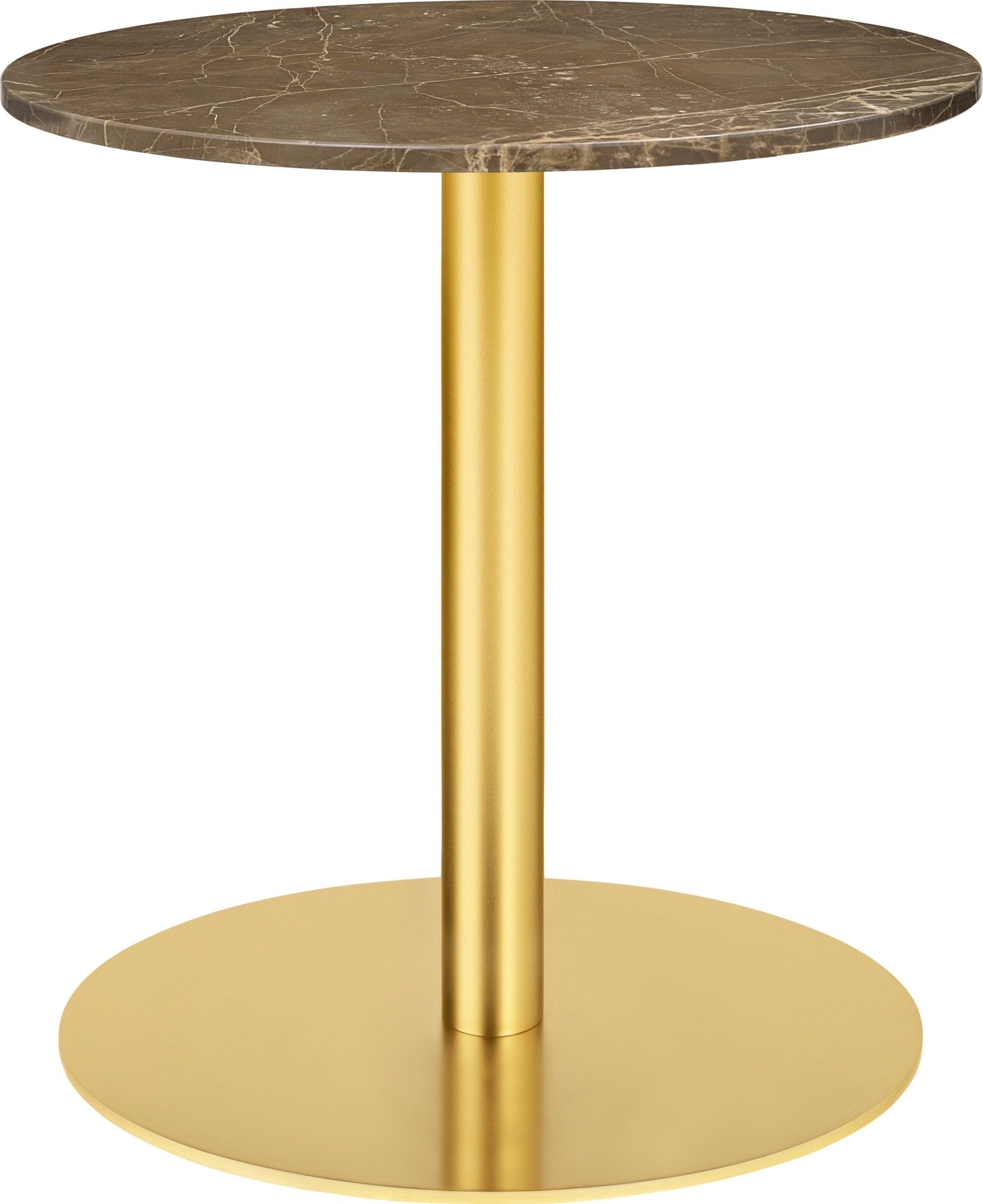 Gubi 1.0 Round Lounge Table - Ø60 - Brass / Brown Emperador