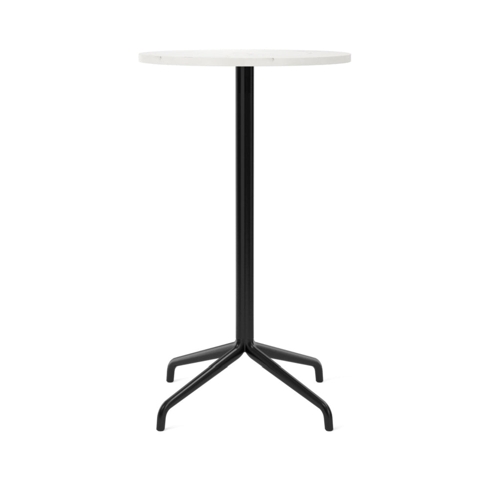 Harbour Column Bar Table - 24" Dia with Feet - Off White Marble