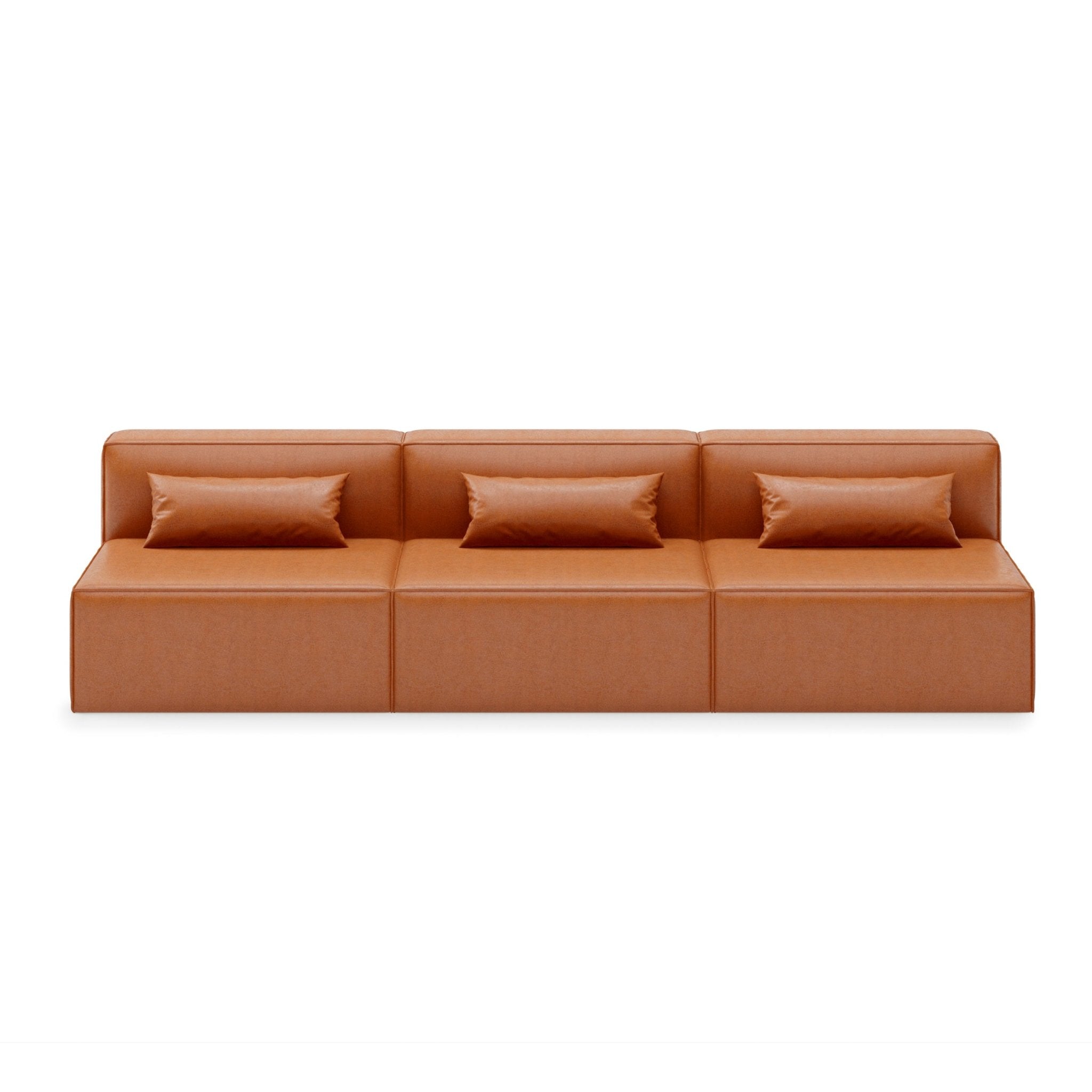Mix Armless Sofa: 3-Seater - Vegan AppleSkin Leather Cognac