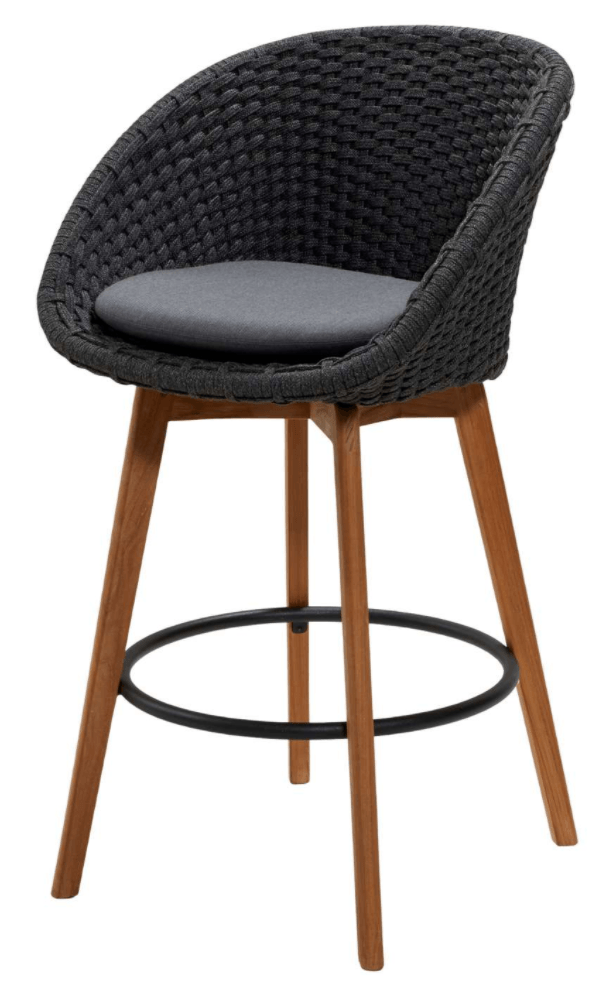 Peacock Bar Chair, Teak Legs - Add Grey Cushion