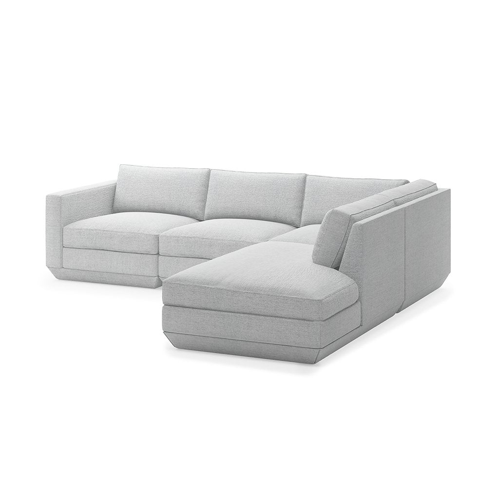 Podium Lounge Sectional: 4-Seater - Bayview Silver / Right Facing