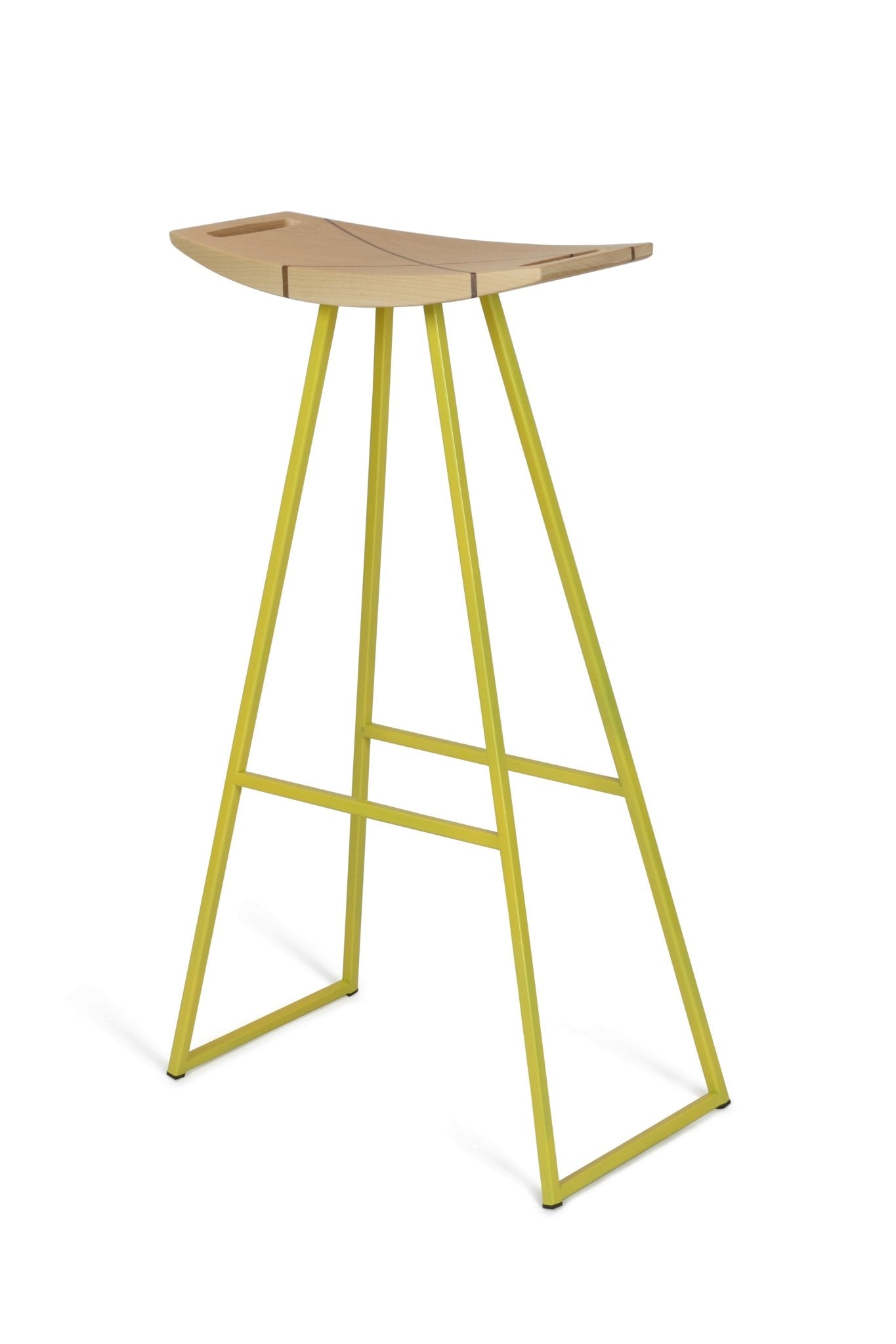 Roberts Bar Stool - Maple with Walnut Inlay / Yellow