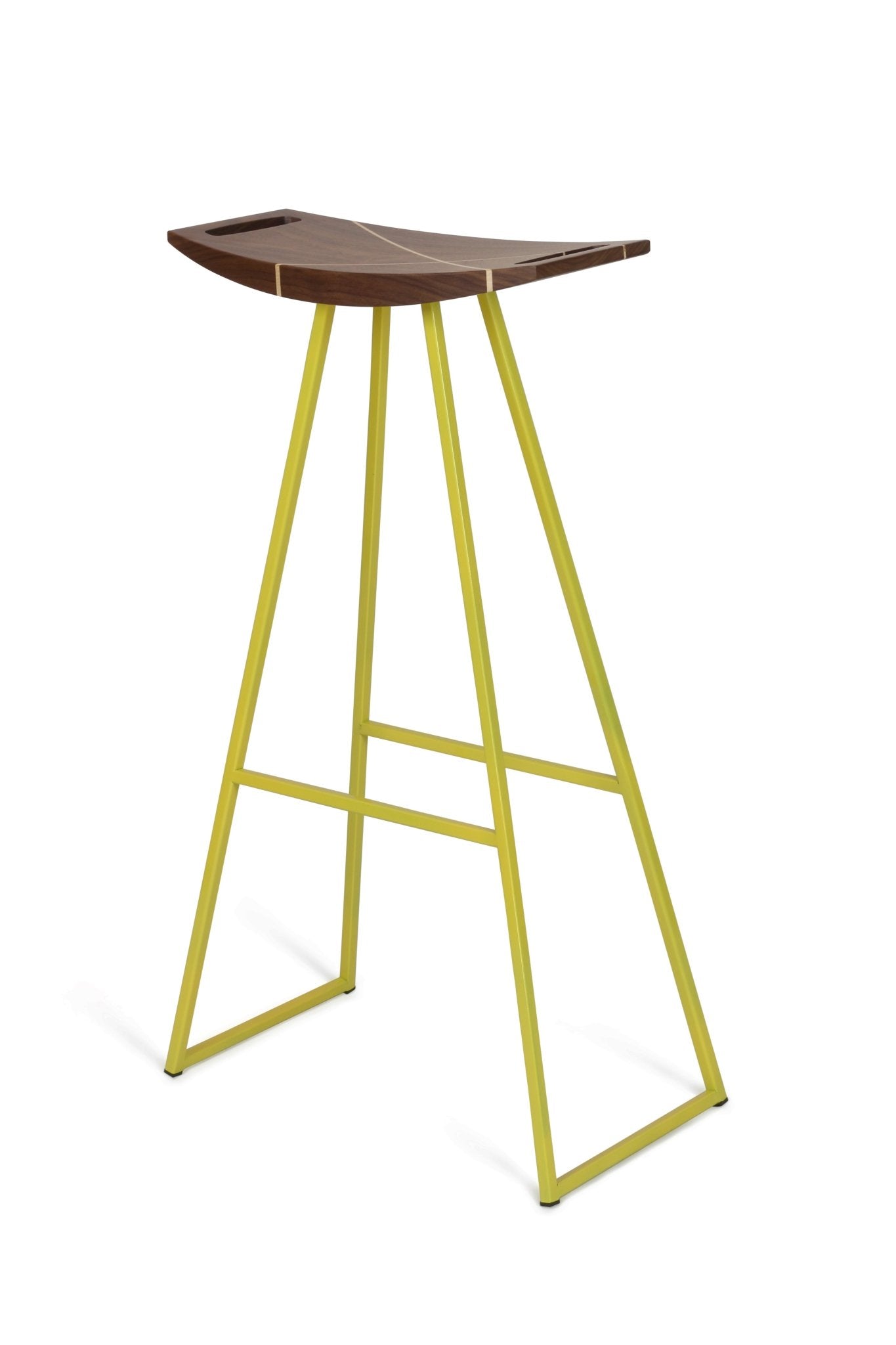 Roberts Bar Stool - Walnut with Maple Inlay / Yellow