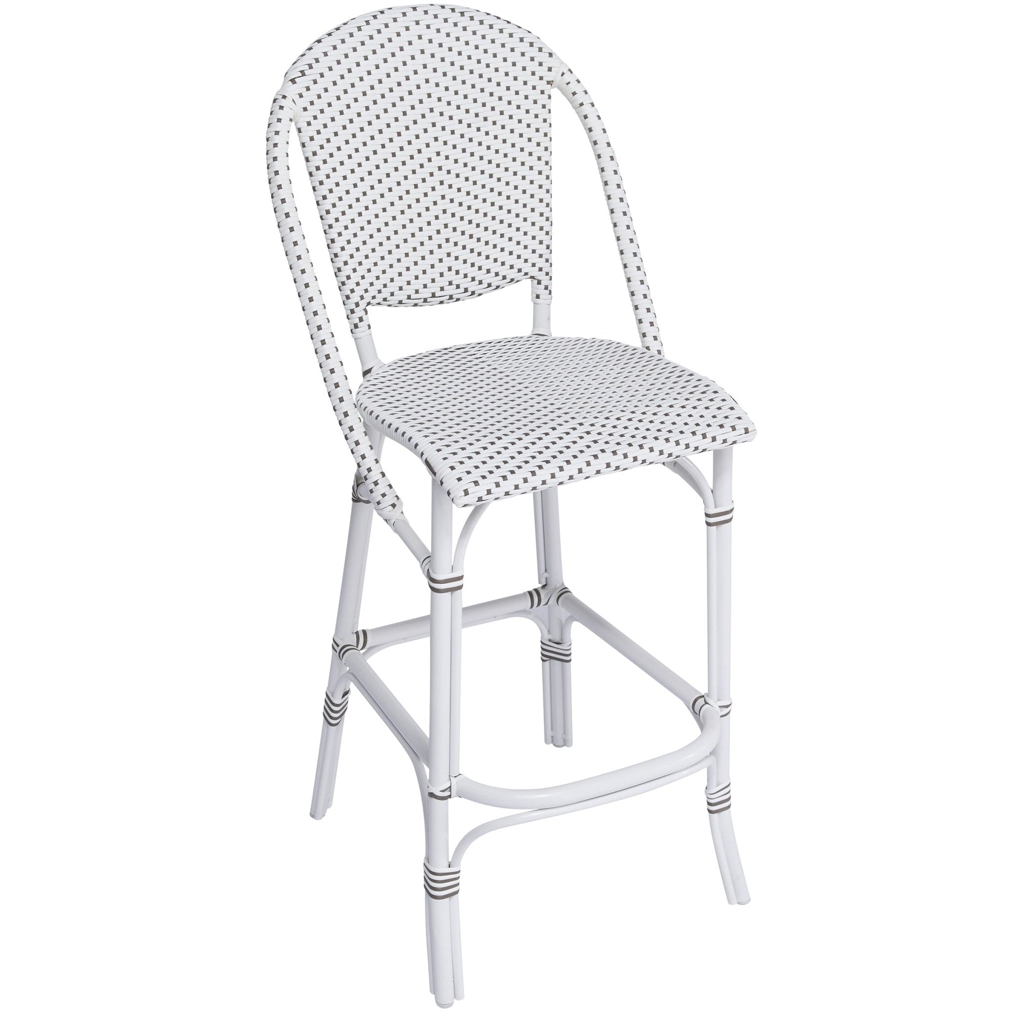 Sofie Bar Stool AluRattan - White / White / Cappuccino Dots