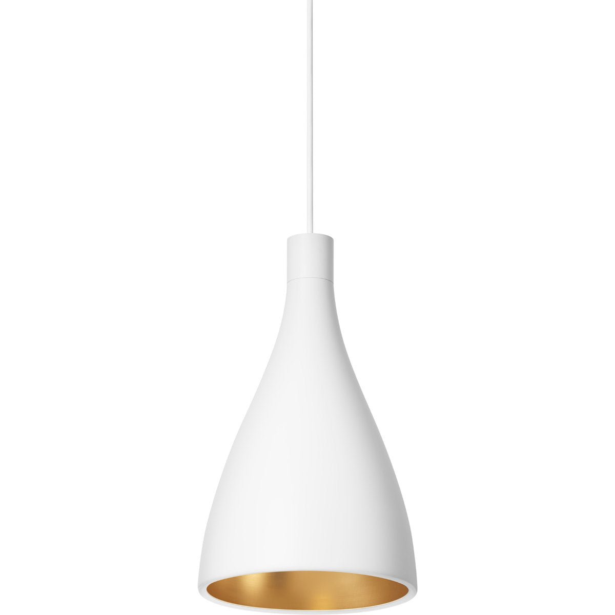 Swell Single Pendant - White/Brass / Narrow