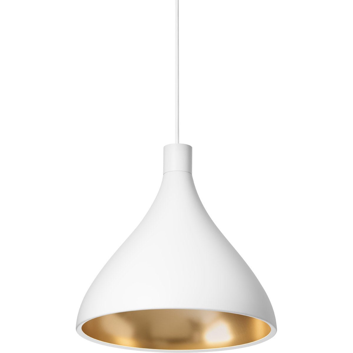 Swell Single Pendant - White/Brass / Medium