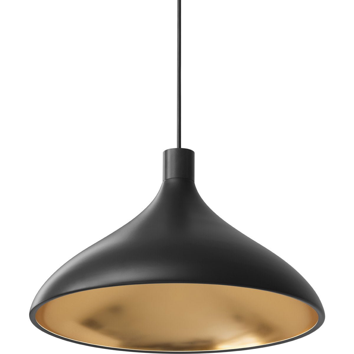 Swell Single Pendant - Black/Brass / Wide