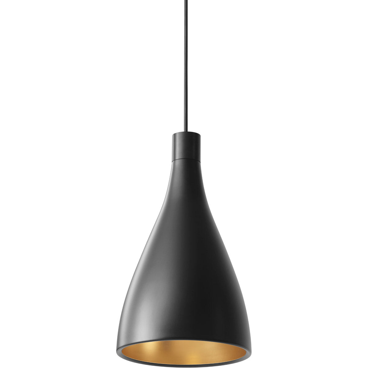 Swell Single Pendant - Black/Brass / Narrow