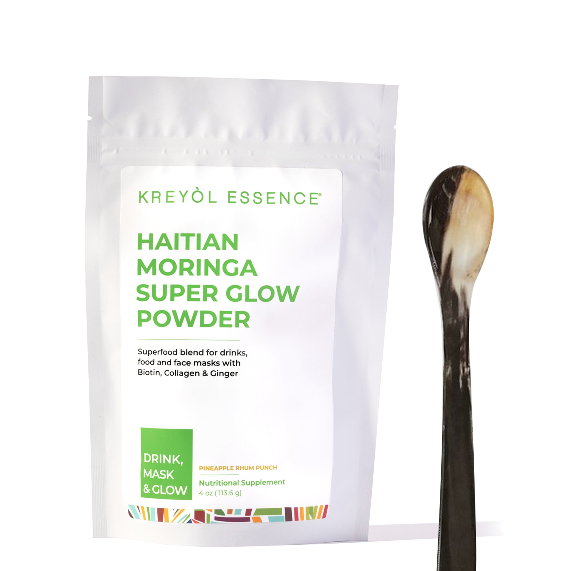 Image of Haitian Moringa Powder 4oz + Horn Spoon Long