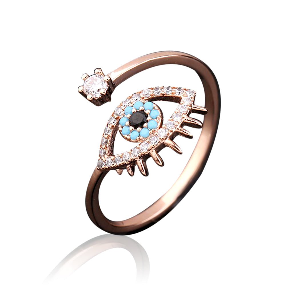 Image of Resizeable Evil Eye Protection Rosegold Ring