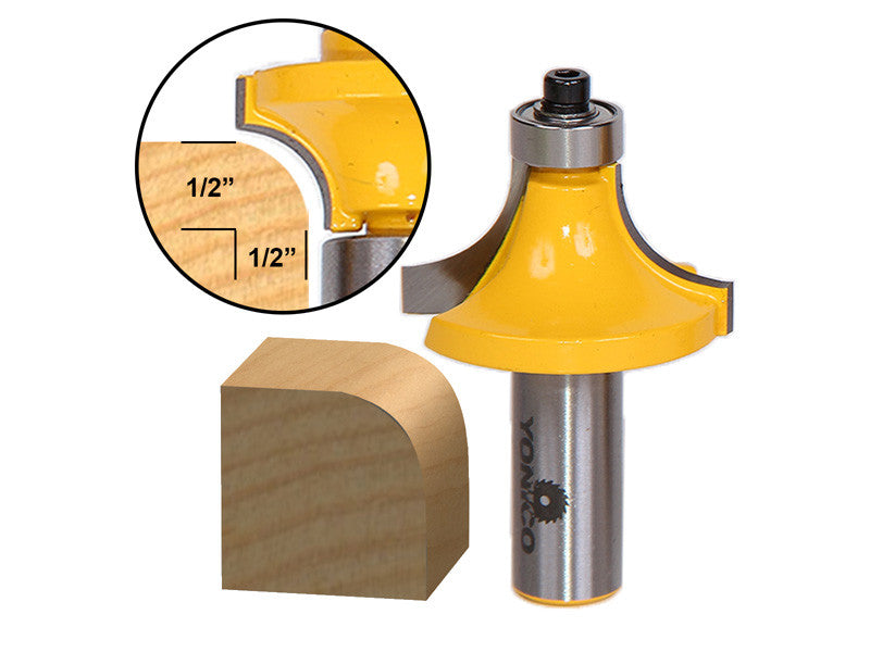 Round Over Edging Router Bit - 1/2" Radius - 1/2" Shank - Yonico 13166