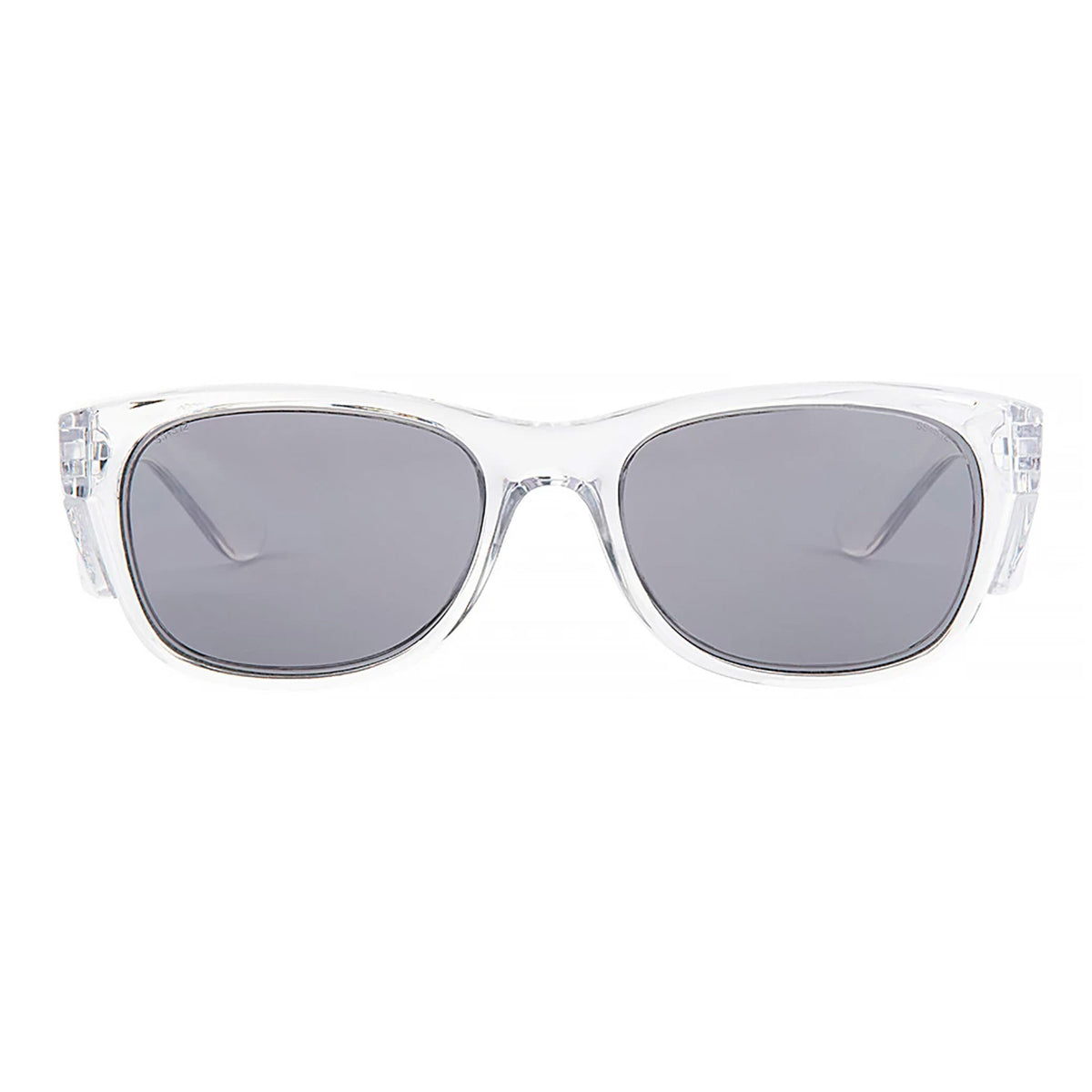 Clear Thick Geek-Chic Geometric Tinted Sunglasses with Medium Blue Sunwear Lenses