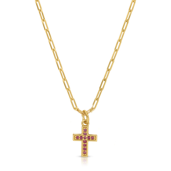 Donatella Cross Necklace - Pink – Joy Dravecky