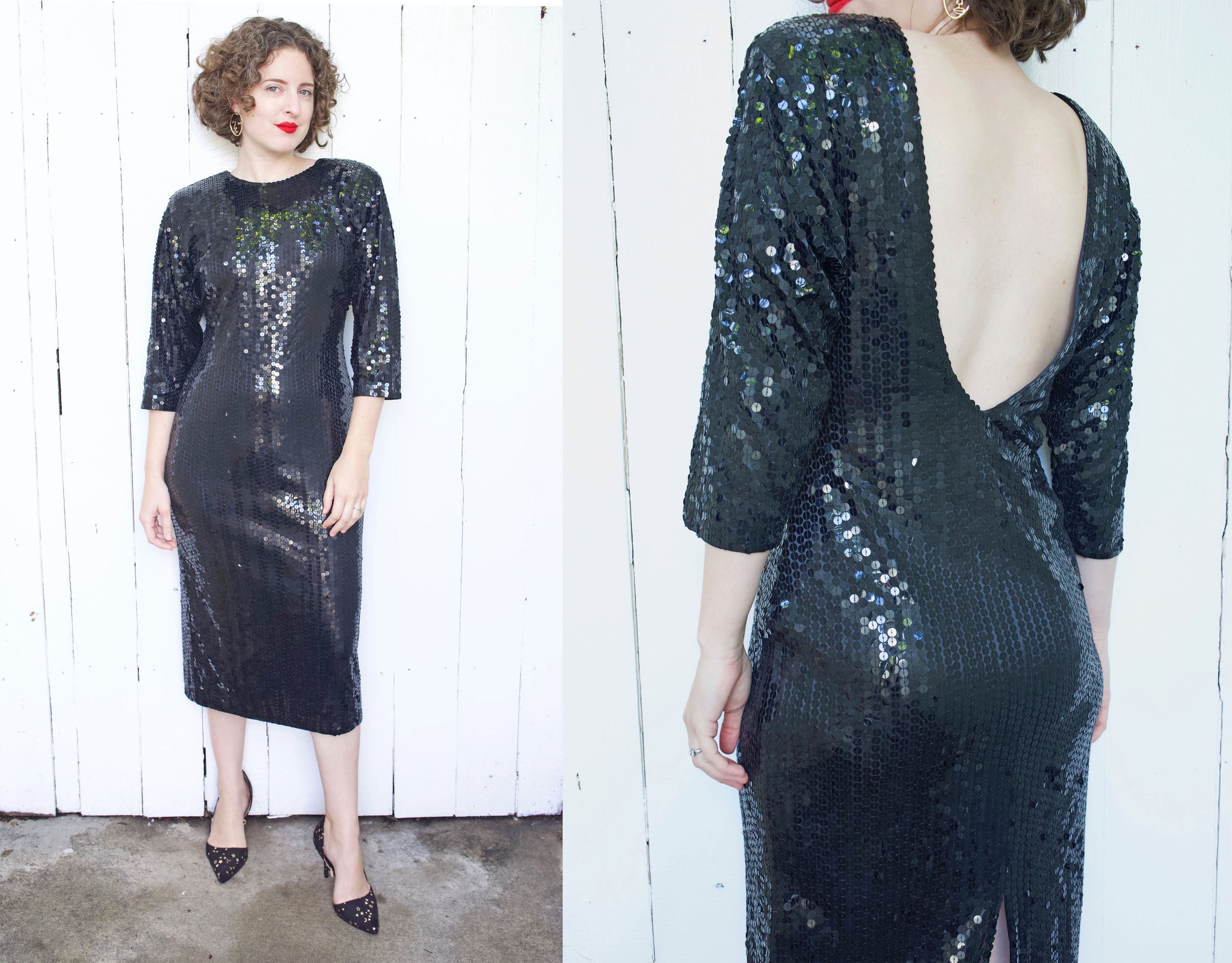 black sequin midi