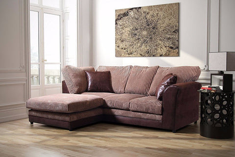 BAYLEY CORNER SOFA LEATHER AND FABRIC FORMAL BACK