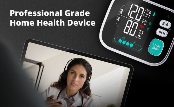 Greater Goods Bluetooth Blood Pressure Monitor with Upper Arm Cuff, BP  Meter with Large Display, Tubing and Device Bag Included