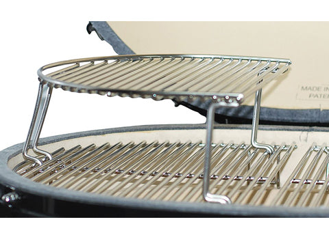 XL Primo Oval extension cooking rack set-up inside a Primo XL Oval Grill.