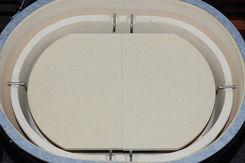 Large Primo Oval Heat Deflector Racks and Plates inside a Primo Large Oval Grill.