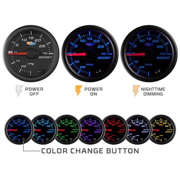 GlowShift Black 7 Color Oil Pressure Gauge | Park Auto Motorsports