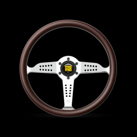 Momo Grand Prix Steering Wheel 350 mm - Mahogany Wood/Brshd Spokes