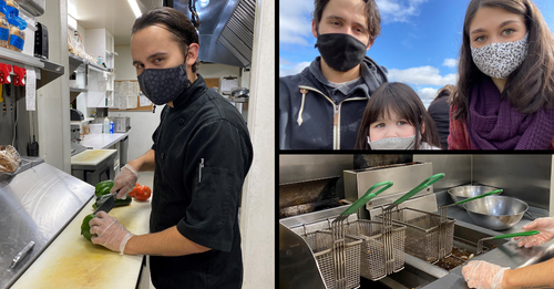 Cody Crawford, Ontario Chef, collage with his wife and daughter
