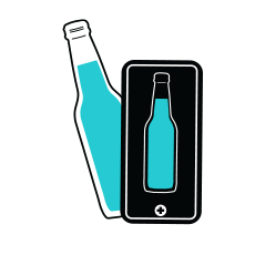 Jones bottle behind a smartphone