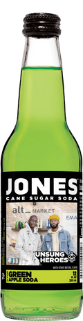 alt_ Étiquette sur le soda vert Jones