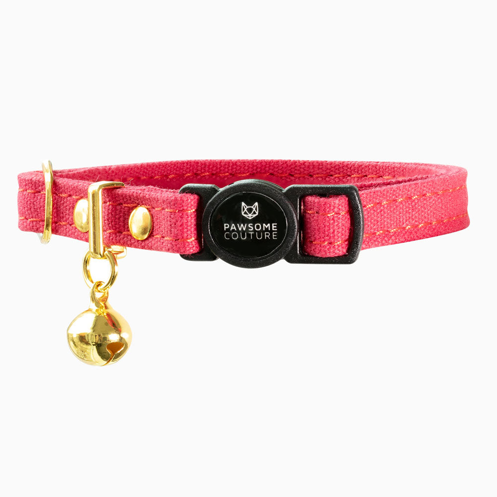 Chili Red Cotton Cat Collars by Pawsome Couture Thumbnail