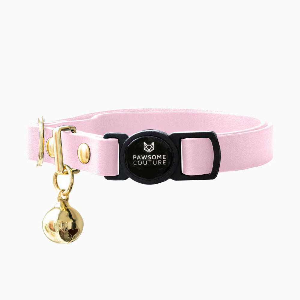 Blush Pink Leather Cat Collars by Pawsome Couture Thumbnail