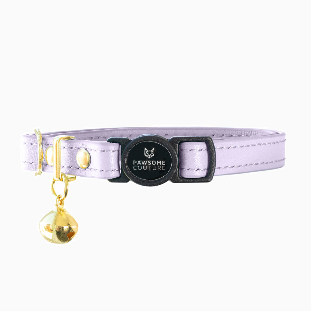 Lilac Luxury Leather Cat Collars by Pawsome Couture Thumbnail