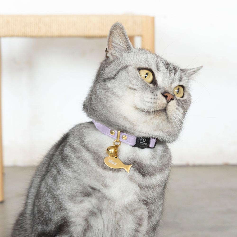 Lilac Luxury Leather Cat Collars by Pawsome Couture Thumbnail