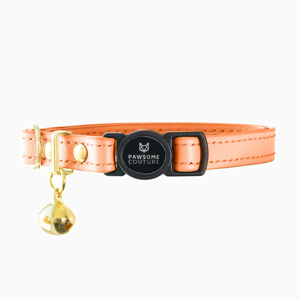 Orange Luxury Leather Cat Collars by Pawsome Couture Thumbnail