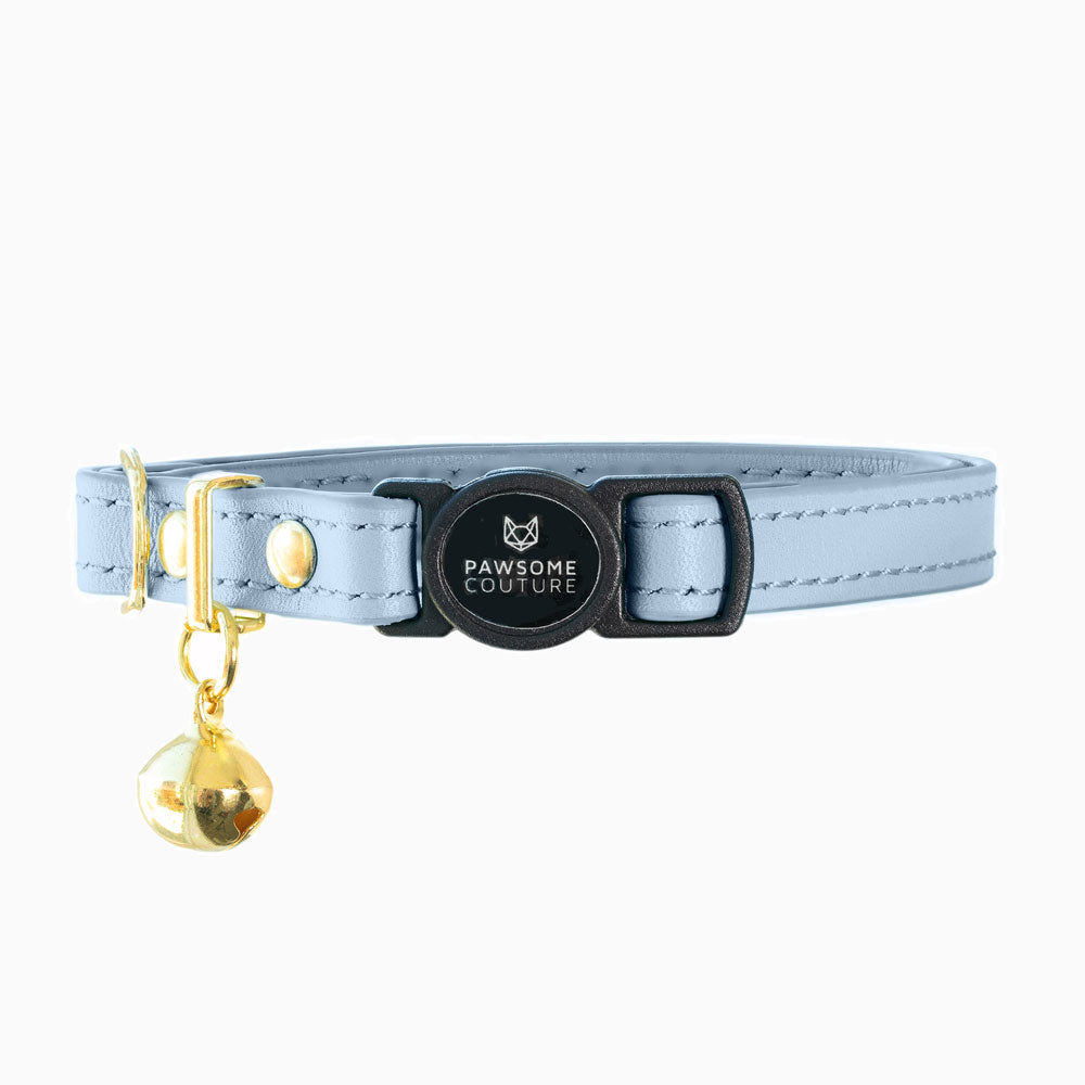 Slate Blue Luxury Leather Cat Collars by Pawsome Couture Thumbnail