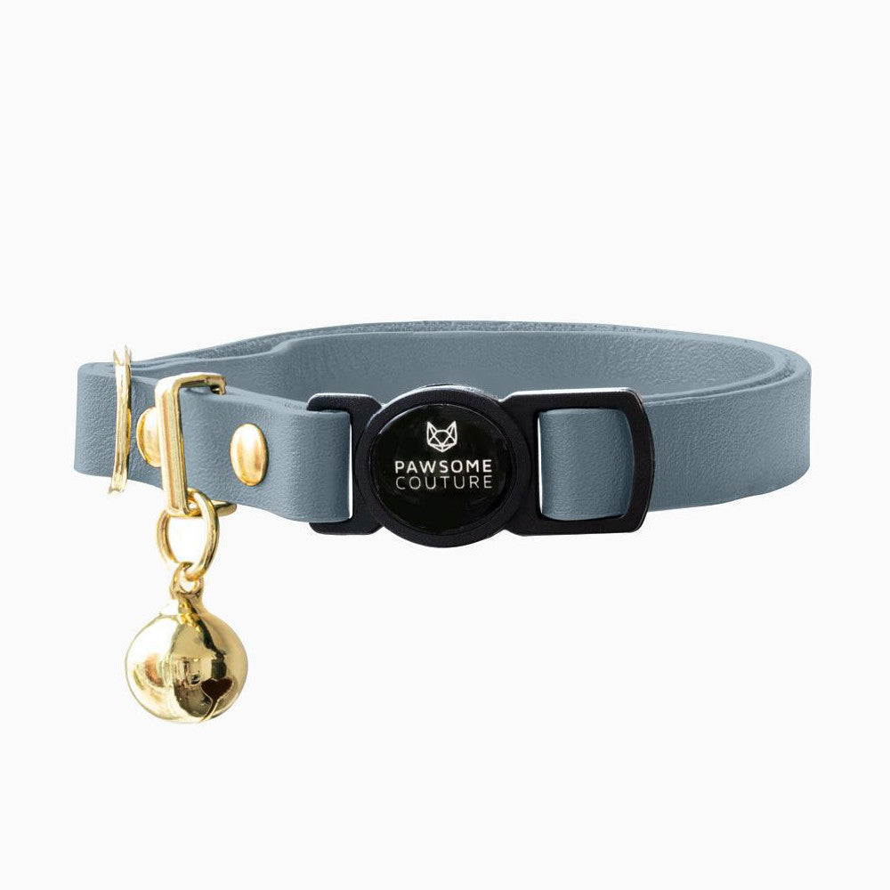 Slate Blue Leather Cat Collars by Pawsome Couture Thumbnail