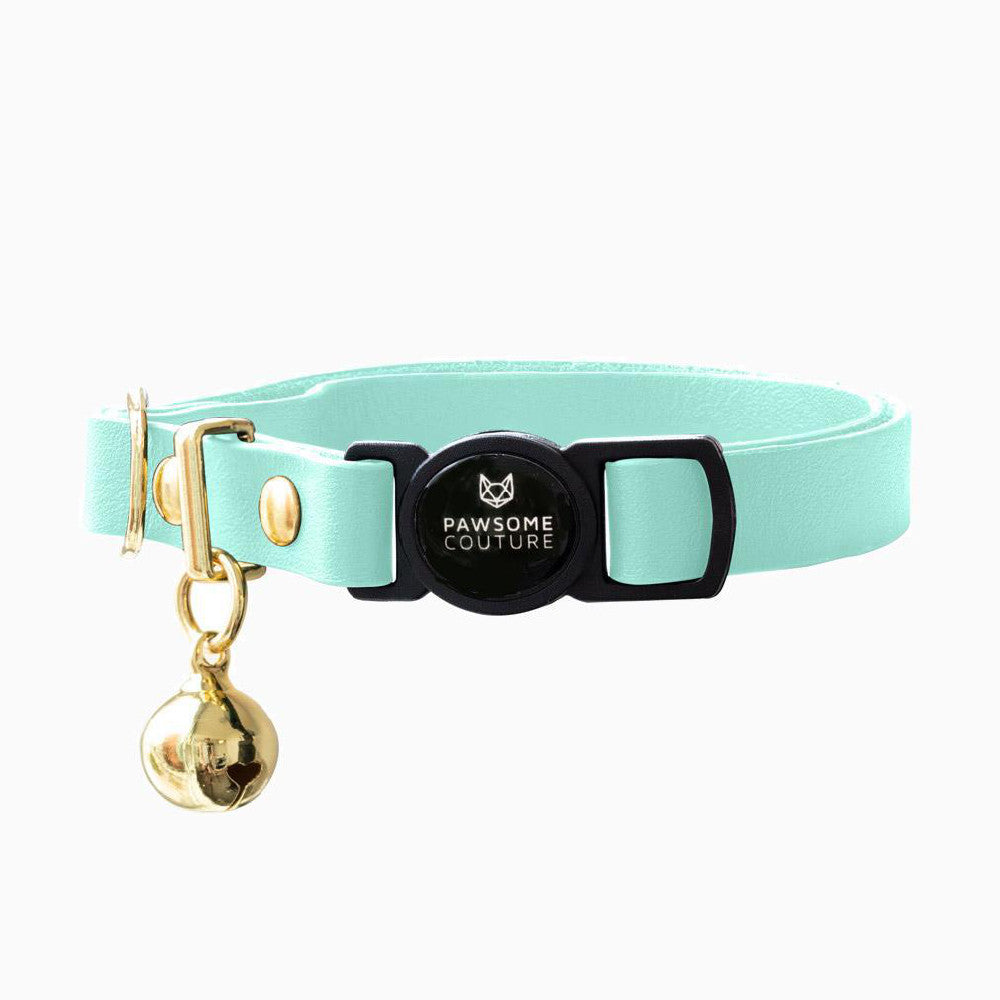 Turquoise Leather Cat Collars by Pawsome Couture Thumbnail