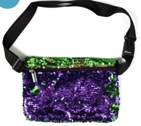 purple sequin fanny pack