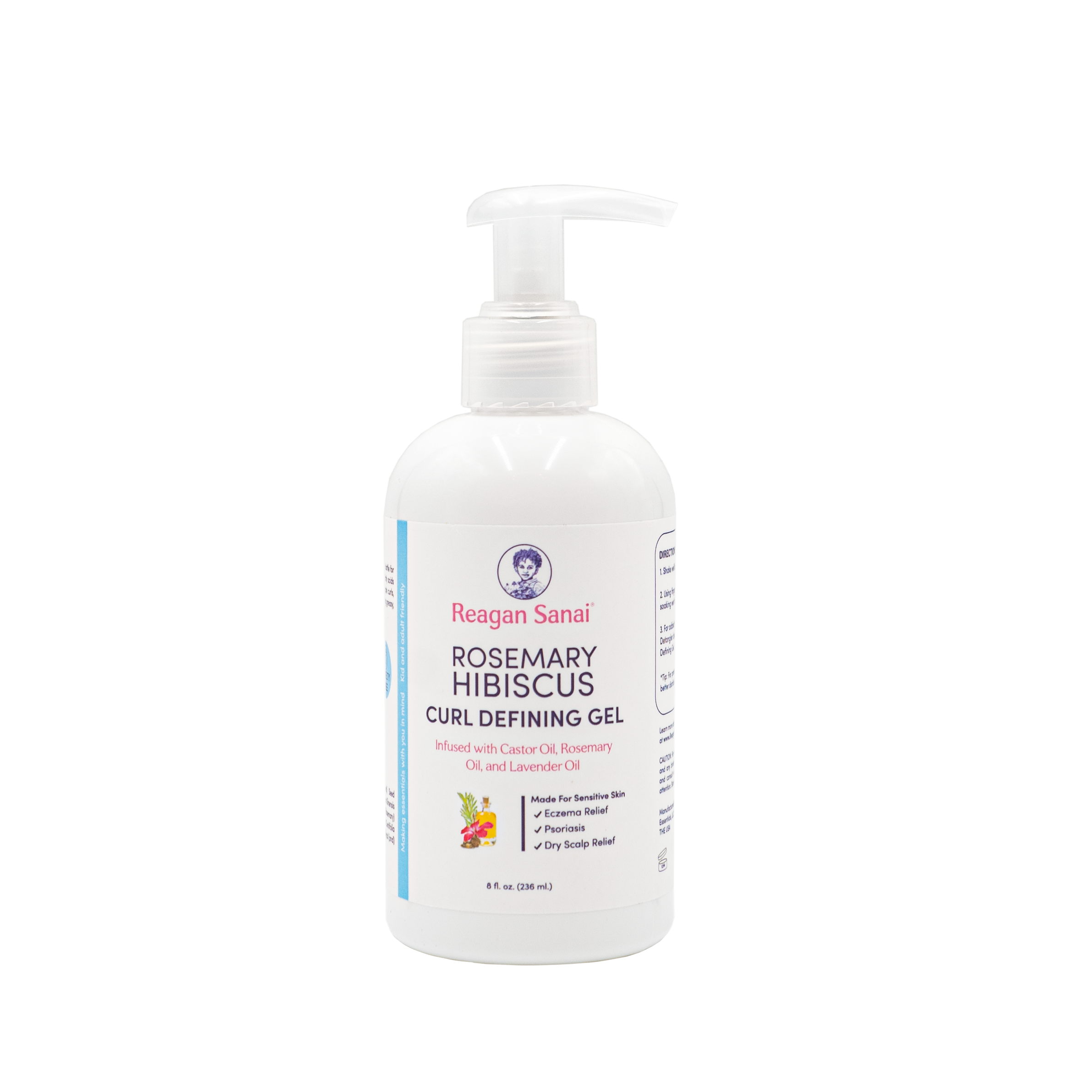 G .';- EE Reagan Sanai ROSEMARY HIBISCUS CURL DEFINING GEL w5 Py icals with you in - T 0 Infused with Castor Oil, Rosemary ::J Oil, and Lavender Oil ,0:':' i 1 Made For Sensitive Skt g 3 v Eczema Relief ! :. I Psoriasis r Dry Scalp Relief g 81l 0z. 236 ml. 