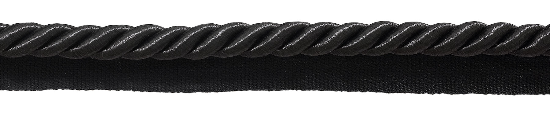 DÉCOPRO 3/8" (1cm) Shiny Twisted Rope Cord with Lip | Cord Trim # 0038S, Pure Black #K9 (Jet Black) | 10 Yards (30 ft/9.5m)