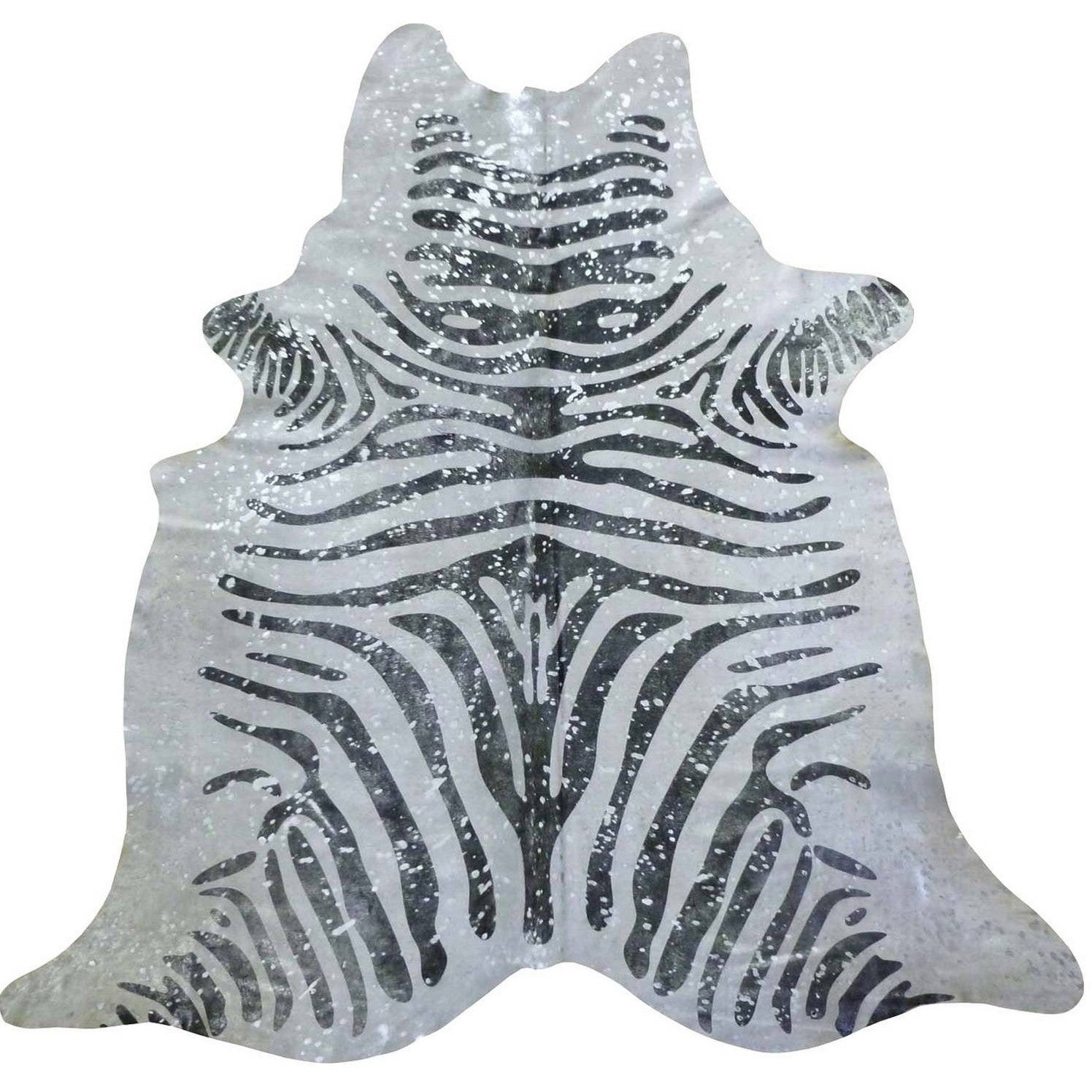 Silver Metallic Zebra Cowhide