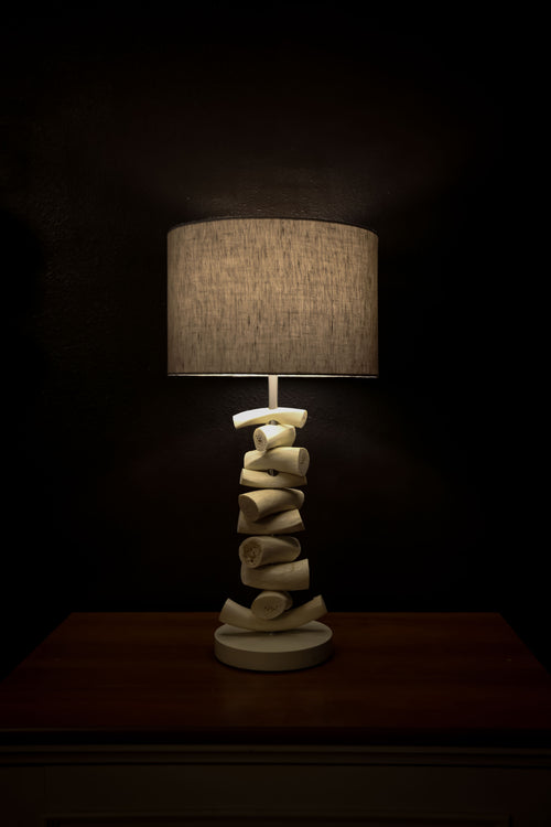 CLOSEOUT : Kudu Inner Horn Table lamp & gold splitgoose shade – Trophy Room  Collection