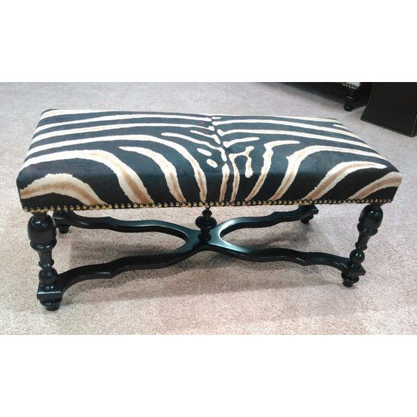 Zebra Bench W Shadow Stripe Antique Legs – Trophy Room Collection